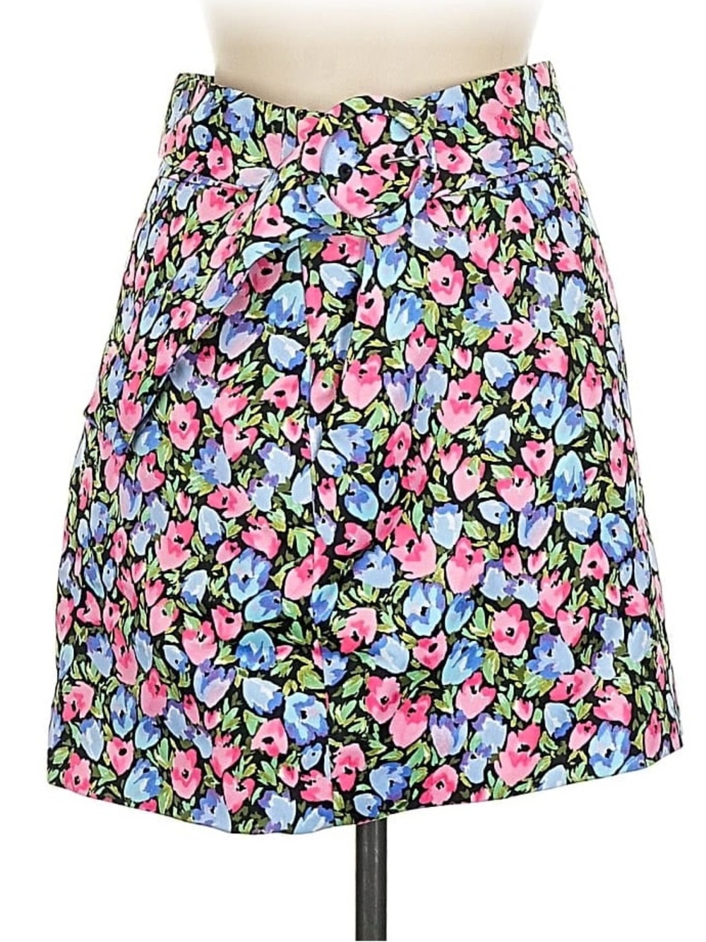 Zara Retro Floral High Waisted Mini Skirt Front Pockets Belted Cottagecore XS